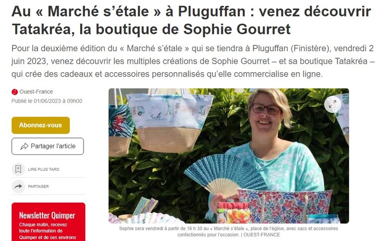 TATAKRÉA sous les projecteurs article Ouest France