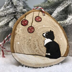 Décoration de Noël en bois personnalisée chat