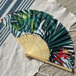 Éventail personnalisé en tissu à motif tropical