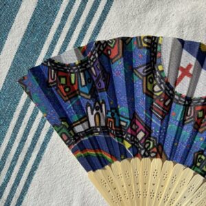 Éventail personnalisé en tissu à motifs multicolores