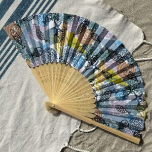 Éventail personnalisé en tissu aux motifs marins multicolores