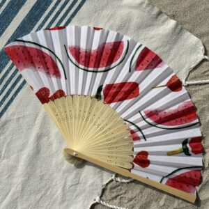 Éventail personnalisé au motif estival pastèque