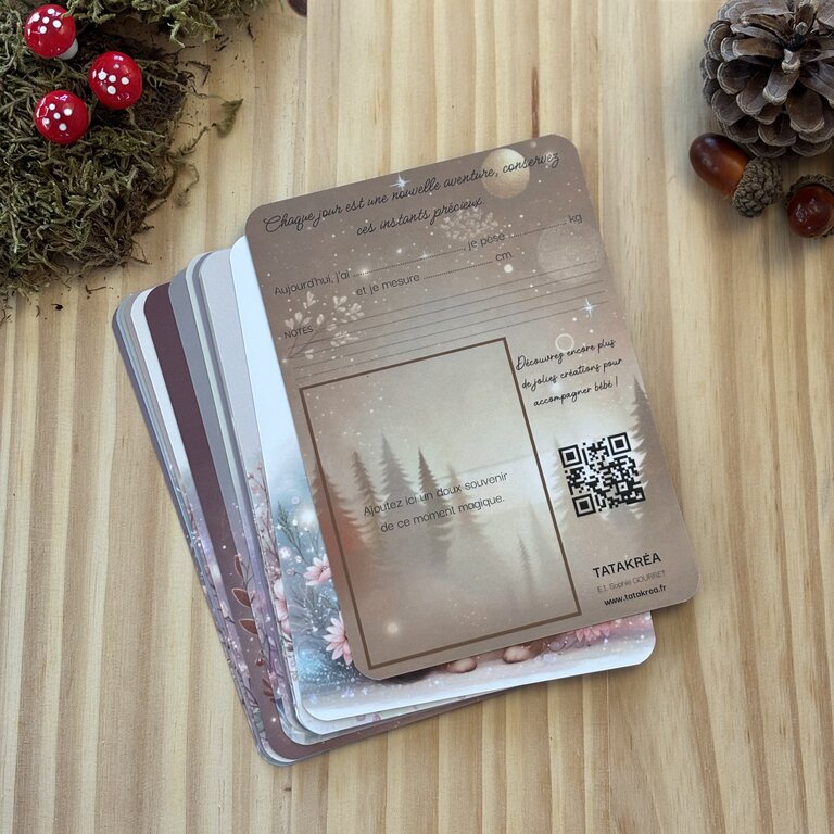 Découvrez mes cartes étapes bébé sur le thème de la forêt Tatakréa - Cartes étapes bébé thème forêt