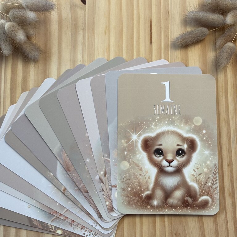 Découvrez mes cartes étapes bébé sur le thème de la savane Tatakréa - Cartes étapes bébé thème savane