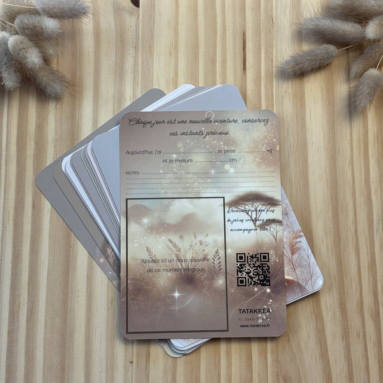 Découvrez mes cartes étapes bébé sur le thème de la savane Tatakréa - Cartes étapes bébé thème savane