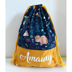 Sac à dos personnalisé enfant en tissu avec prénom Amaury