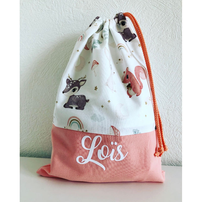 Sac personnalisé enfant avec prénom – format crèche ou maternelle Sac personnalisé enfant en tissu avec prénom Loïs